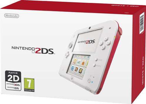 red & white Nintendo 2DS console complete