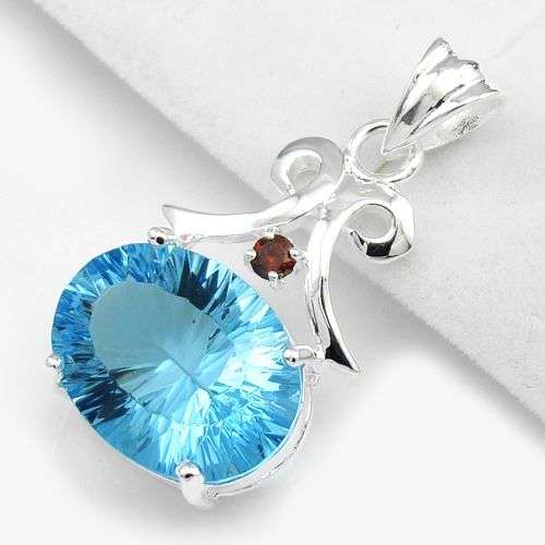 BEAUTIFUL GEMSTONE BLUE TOPAZ pendant 925 SILVER