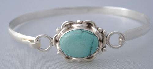 ** TURQUOISE HAND MADE BANGLE SET IN solid STERLING SILVER.925**