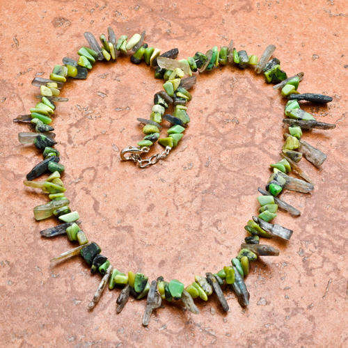 natural African turquoise kyanite gemstone necklace 19 1/3`