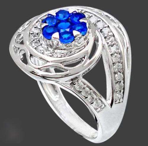 MYSTERIOUS FAUX BLUE SAPPHIRE TOPAZ 925 STERLING SILVER RING size 7