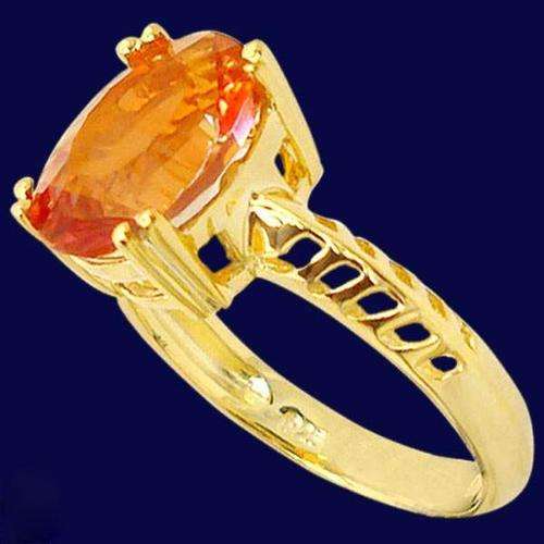 Beautiful orange rainbow topaz oval 925 sterling silver 14K gold ring size 8