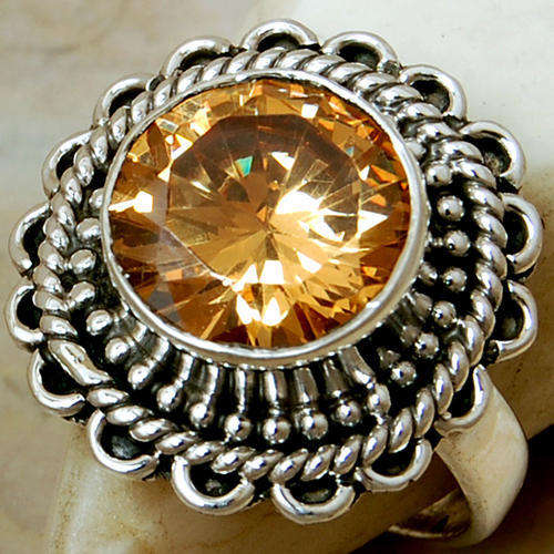 SUMMER POWER CITRINE 925 SILVER RING  s " 7 "