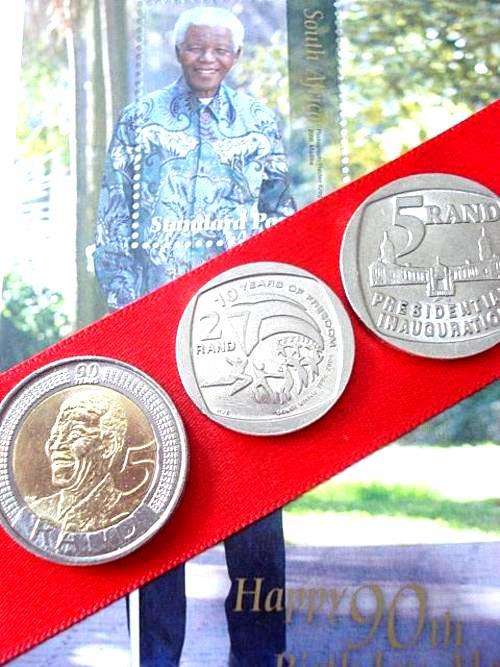 ## MADIBA 90th BIRTHDAY COIN + INAUGURATION COIN + FREEDOM COIN + MINT SHEET ##