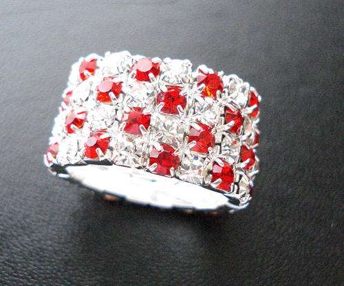 ** BEAUTIFUL SIMULATED DIAMOND AND RUBY RING **