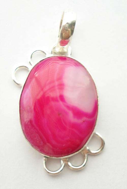 Beautiful pink lace agate - 925 Sterling Silver pendant
