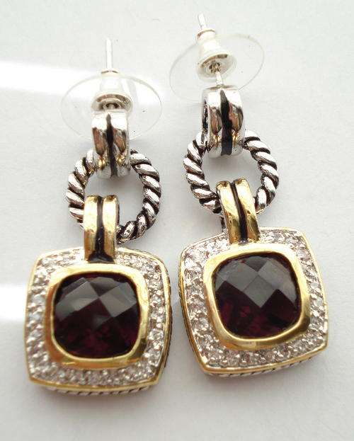 GARNET 925 STERLING SILVER EARRINGS