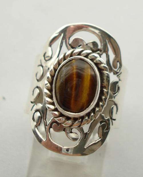 * TIGERS EYE SET IN STERLING SILVER .925 **