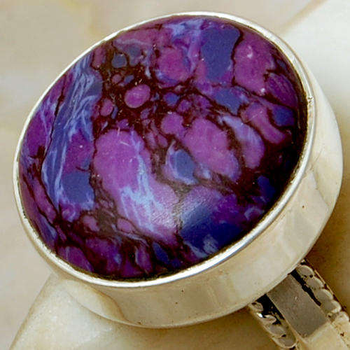 MAGNIFICENT COPPER PURPLE TURQUOISE ARTISAN 925 SILVER RING  s " 8 "