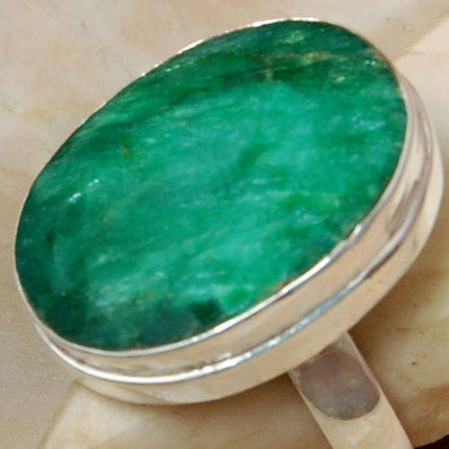 " AMAZING NATURAL EMERALD 925 SILVER RING " s " 9 "