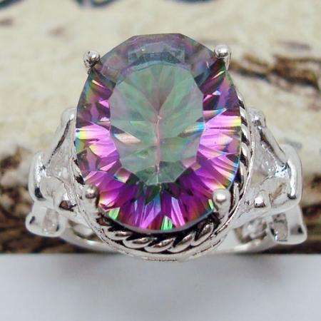 FIRE MYSTIC TOPAZ 925 STERLING SILVER RING