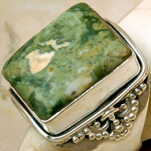 AMAZING VARISCITE 925 SILVER RING  SIZE s " 9.5 "
