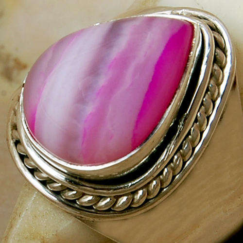 FANCY BOSWANA AGATE 925 SILVER RING JEWELRY  s " 7.5 "