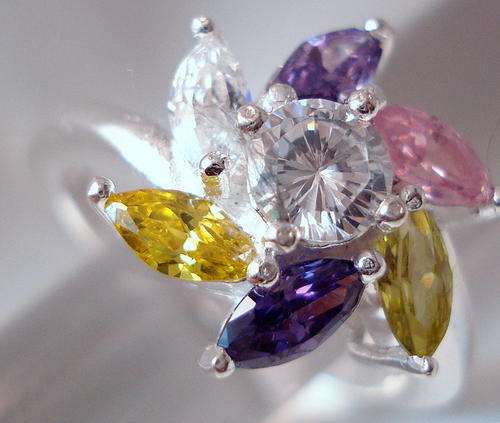 GORGEOUS  WHITE LEMON PURPLE TOPAZ 925 SILVER RING size 7.5