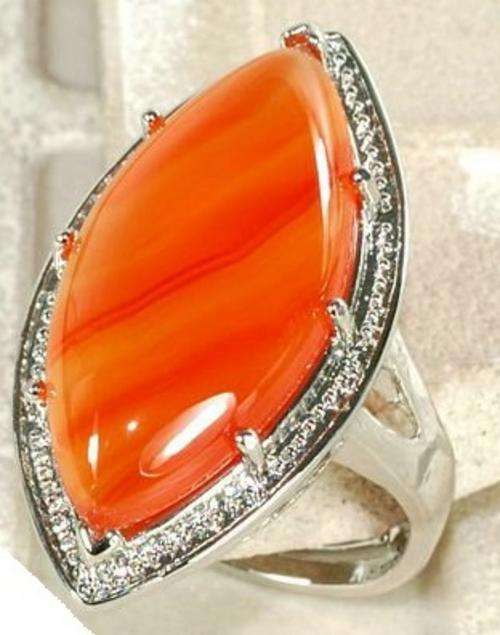 LOVELY Carnelian Agate Gemstone Ring Sz 8-9.5