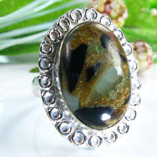 MAGNIFICENT JASPER SILVER RING SIZE 9 1/4;