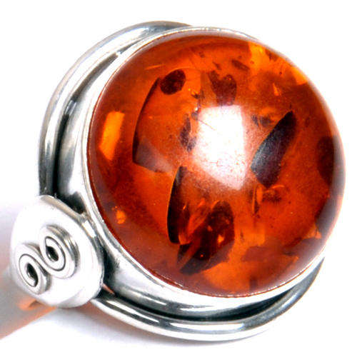 STUNNING PRESSED BALTIC AMBER 925 SILVER RING s6