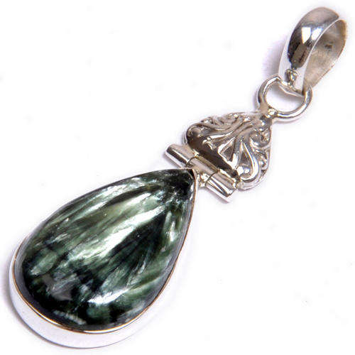 AWESOME SERPHANITE 925 SILVER PENDANT