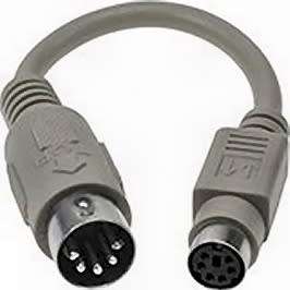 Keyboard adapters, PS/2, DIN6F to DIN5M, female to male, Type 2: cable