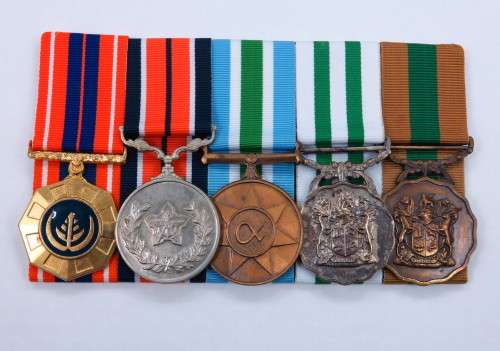 Full Size. S.A.D.F Five Medal group - to S/Sergeant PM Scheepers  69381465 . SA Air Force