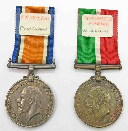 Full Size. S.A. VET. RGT AND MERCANTILE MARINE MEDAL ISSUED TO W. LOCKHART