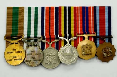 Full Size. Group of six Medals. To: 66356114 PE WO 1 NJ Boonzaaier SA Navy