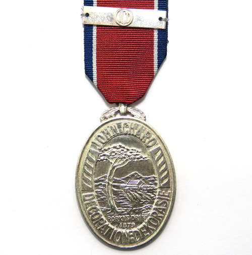 Full Size Medal - SA John Chard Decoration with Bar. Hallmarked Silver