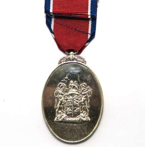 Full Size Medal - SA John Chard Decoration with Bar. Hallmarked Silver