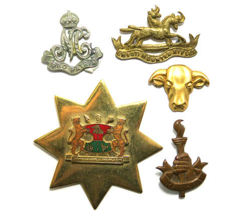 South African Badges Cap and Collars with all Lugs. Two Pins missing