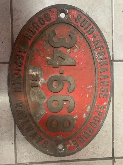 SAR original South African railways 34 class diesel number plate