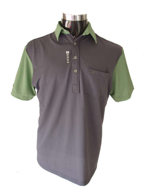 Swinger - Mens Golf Shirt 2 tone Grey with Green LARGE