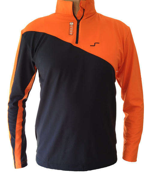 Swinger - Long Sleeve Zip-up Golfer - Black & Orange SMALL