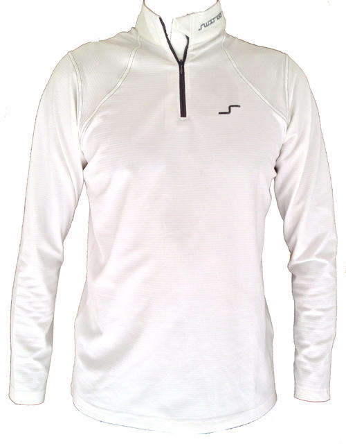 Swinger - Long Sleeve Zip-up Golfer - White, grey zip LARGE