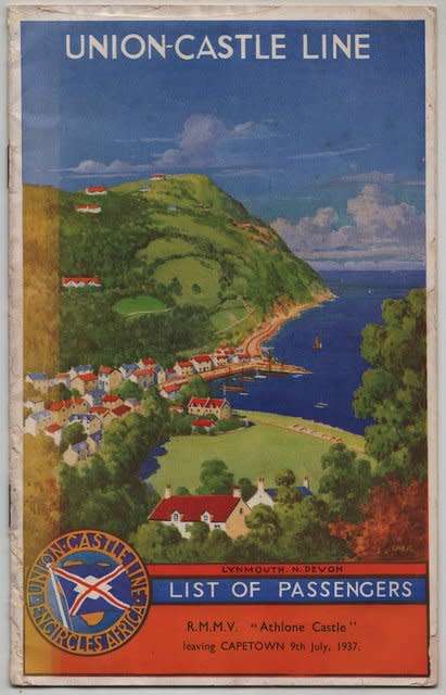 Union Castle Line. LIST OF PASSENGERS.