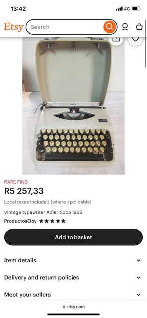 Adler Tippa 1965 typewriter RARE find