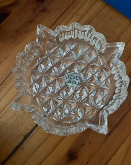Vintage Crystal Ashtray with 4 points
