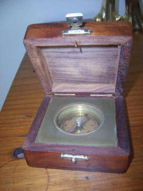 Compass in wooden box