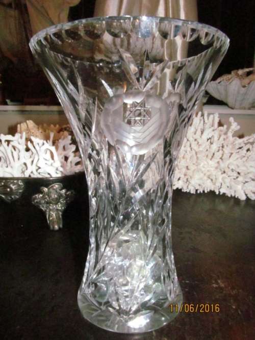 SUPERB SPLENDOUR!! Heavy Rose-Cut Cryastal Vase in PERFECT condition!!