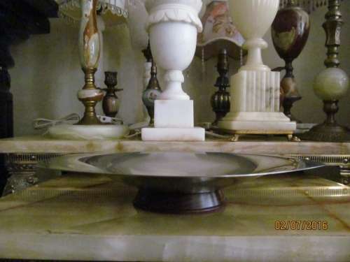 FUIT DISPLAYED IN STYLE?? Stainless Steel Display Dish - Wooden Base !! For The Modern Home!!