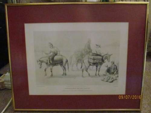 VINTAGE FRAMED PRINT - "VENDEDORES EN LAS CALLES" Title - Framed