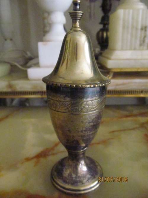 VINTAGE SILVER PLATE!! Pepper Shaker with Engraved Design - BEAUTIFUL ITEM