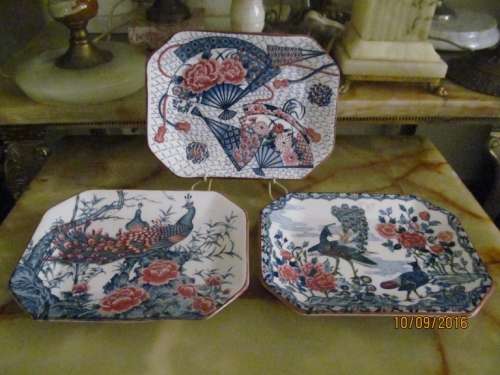 THREE IMPERIAL IMARI !! Set of 3 Imperial Imari Wall Plates/Dishes - VINTAGE COLLECTABLE