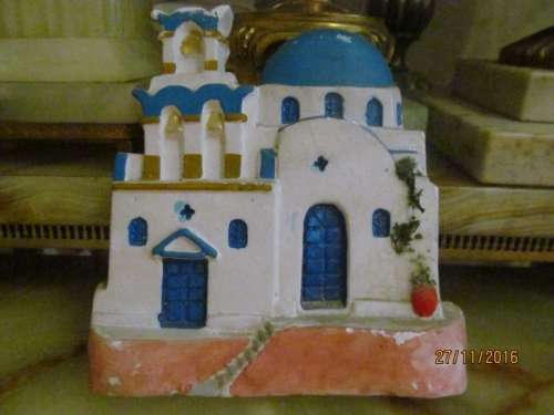 STAIRWAY TO THE MONASTERY!! Bisque Handmade Ceramic Wall Plaque