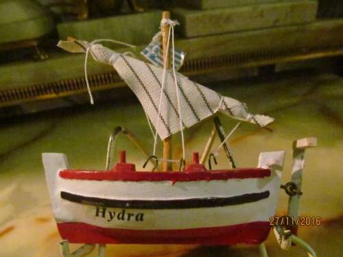 HYDRA MARINE!! Hand Made Model of Hydra Sailing Vessel for Wall Decor