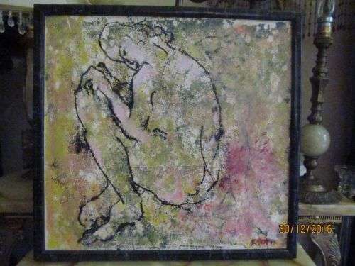 GALLERY ART !! Mixed Media Contemporary Art - Nude by SA Artist Louise Almon - Signed + Dated