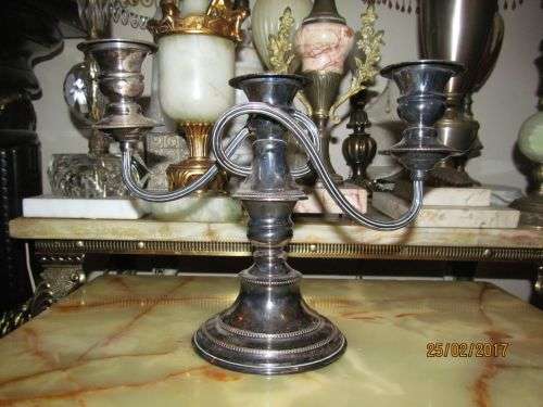 THE TWIST !! Vintage Triple Twisted Silver Plated Candelabra - Silver on Copper