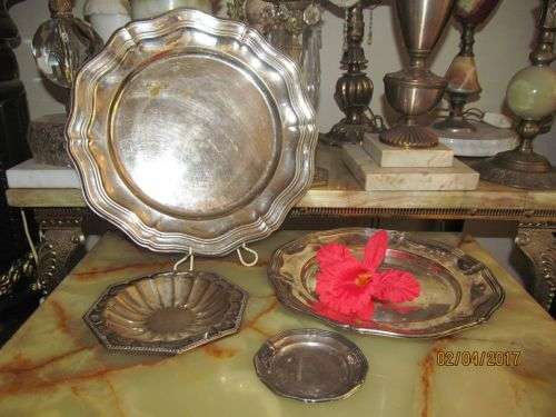 FOUR TO ADORE !! Lot of Four Vintage Silver Plated Items - Display Dishes