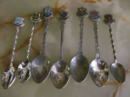 LUCKY SEVEN !! Vintage Lot of Seven Silver Plated Figural Spoons - Collectable