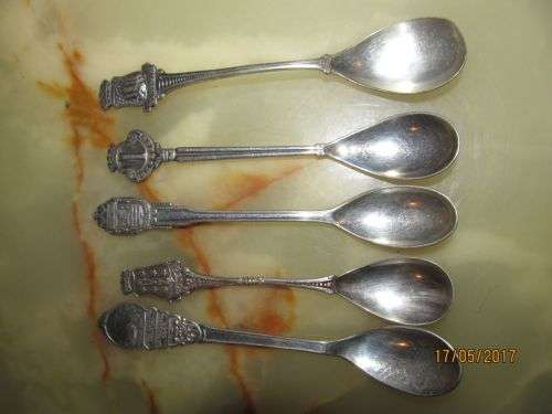 DUTCH S + SP !! Lot of 5 Vintage Collectable Dutch Figural Condiment Spoons - SP as well as Silver