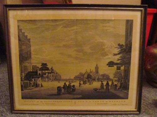 AMSTERDAM !! Vintage Framed Print - Gezicht na de Haarlemmer Poort te Amsterdam - Rare